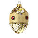 Golden glitter Christmas tree bauble with red rhinestones oval blown glass 50 mm s3