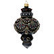 Handcrafted black Christmas bauble in blown glass with red rhinestones 80 mm s1