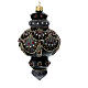Handcrafted black Christmas bauble in blown glass with red rhinestones 80 mm s2