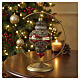 Red Christmas ball, oriental lantern with amber rhinestones, 80 mm, blown glass s2