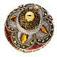 Pallina natalizia vetro soffiato artigianale decorata rosso oro 80 mm s3