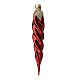 Palline natalizie 4 pz ghiaccioli rosso bianco 16 cm vetro soffiato s4