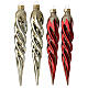 Tree ornaments 4 pcs twisted icicles 16 cm red gold blown glass s1