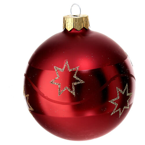 6 pcs blown glass Christmas baubles 80 mm three colors 3