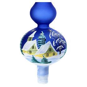 Christmas tree topper painted blown glass 35 cm blue