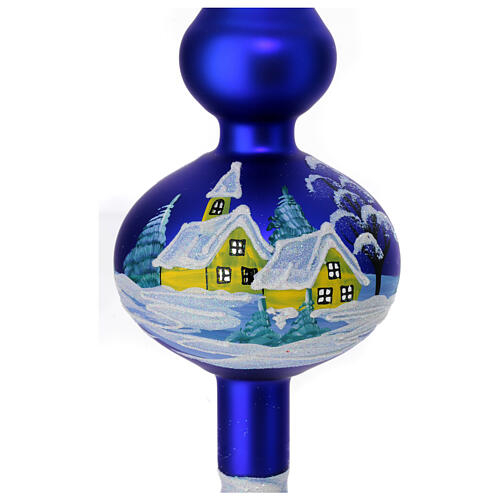 Christmas tree topper painted blown glass 35 cm blue 2