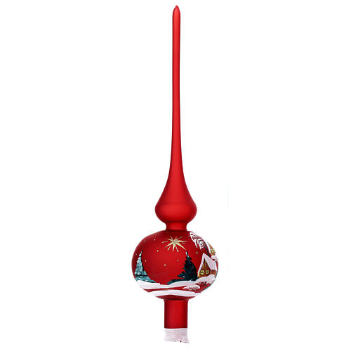 Baumspitze aus mundgeblasenem Glas, Rot, handbemalt, 35 cm 4