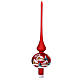 Christmas tree topper, red blown glass painted with a snowy landscape, 35 cm s1