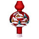 Christmas tree topper, red blown glass painted with a snowy landscape, 35 cm s2