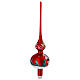 Christmas tree topper, red blown glass painted with a snowy landscape, 35 cm s3