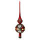 Red Christmas tree topper with amber rhinestones, 35 cm, blown glass s1