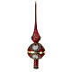 Red gold blown glass Christmas tree topper with rhinestones 35 cm s1