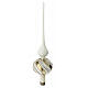 Ivory Christmas tree topper with slanted golden lines, 35 cm, blown glass s1