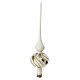 Ivory Christmas tree topper with slanted golden lines, 35 cm, blown glass s3