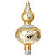 Matte golden Christmas tree topper with glittery pattern, 35 cm, blown glass s2