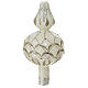Polished white Christmas tree topper with glittery pattern, 35 cm, blown glass s2