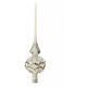 Polished white Christmas tree topper with glittery pattern, 35 cm, blown glass s3