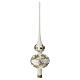 Ivory Christmas tree topper with golden flowers and rhinestones, 35 cm, blown glass s1