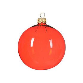 Weihnachtsbaumkugeln, 6-teiliges Set, sortiert, Bordeaux/Grün/Rot, transparent, 80 mm, geblasenes Glas