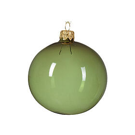 Weihnachtsbaumkugeln, 6-teiliges Set, sortiert, Bordeaux/Grün/Rot, transparent, 80 mm, geblasenes Glas