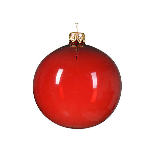 Weihnachtsbaumkugeln, 6-teiliges Set, sortiert, Bordeaux/Grün/Rot, transparent, 80 mm, geblasenes Glas 3