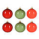Weihnachtsbaumkugeln, 6-teiliges Set, sortiert, Bordeaux/Grün/Rot, transparent, 80 mm, geblasenes Glas s4