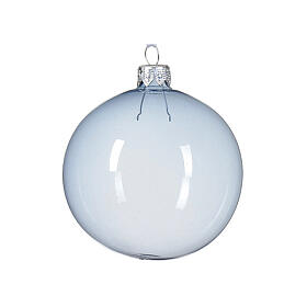 Weihnachtsbaumkugeln, 6-teiliges Set, sortiert, Weiß/Himmelblau/Pfirsich, transparent, 80 mm, geblasenes Glas