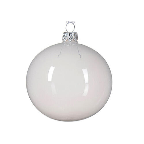 Weihnachtsbaumkugeln, 6-teiliges Set, sortiert, Weiß/Himmelblau/Pfirsich, transparent, 80 mm, geblasenes Glas 2