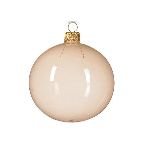 Pallina Natale assortita 80 mm bianco pesca ceruleo trasparente vetro soffiato 3