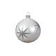 Christmas balls of 80 mm, white, cerulean and dark blue blown glass, matte and glossy finish with glittery star s3