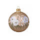 Bombka bożonarodzeniowa dekorowana, kwiaty, tło złote lub białe, szkło dmuchane wyk. matowe, 80 mm s1