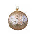 Christmas bauble decorated with flowers in matte white gold in blown glass 80 mm s1