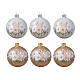 Christmas bauble decorated with flowers in matte white gold in blown glass 80 mm s3