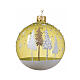 Christmas balls, set of 6, shiny or clear pistachio green with pines, 80 mm s1