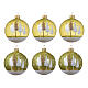 Christmas balls, set of 6, shiny or clear pistachio green with pines, 80 mm s2