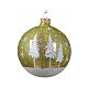 Christmas balls, set of 6, shiny or clear pistachio green with pines, 80 mm s3