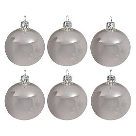 Boules de Noël 6 pcs argent brillant verre soufflé 60 mm