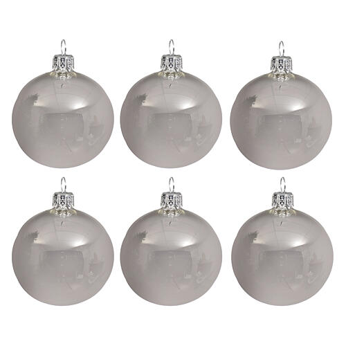 Boules de Noël 6 pcs argent brillant verre soufflé 60 mm 1