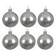 Set of 6 Christmas balls, matte silver blown glass, 60 mm s1
