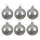 Set of 6 Christmas baubles in matte silver finish, 60 mm blown glass s1