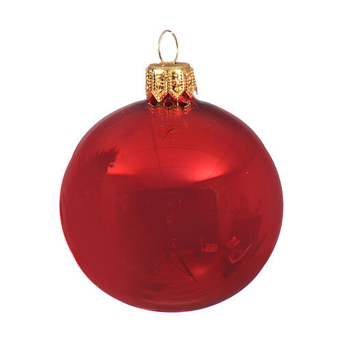 Palline set 6pz rosso Natale lucido 60 mm vetro soffiato  2