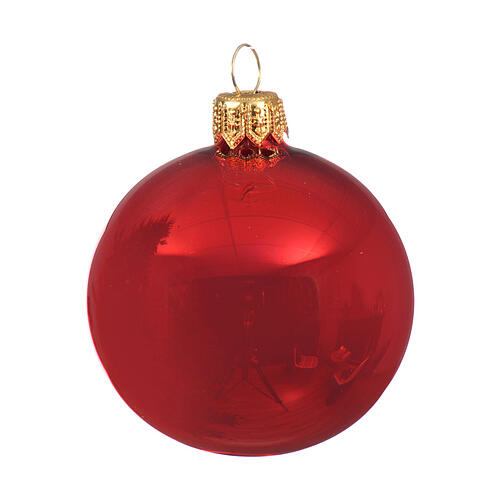 Christmas red baubles set of 6 60 mm blown glass 2