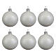 Set of 6 Christmas balls, shiny white blown glass, 60 mm s1