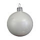 Set of 6 Christmas balls, shiny white blown glass, 60 mm s2