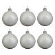 6pcs glossy white blown glass Christmas baubles 60 mm s1