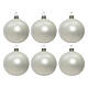 Set of 6 Christmas balls, matte white blown glass, 60 mm s1