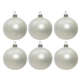 Set 6 bolas Navidad vidrio soplado 60 mm blanco opaco