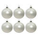 Set of 6 pcs blown glass Christmas baubles 60mm matte white s1