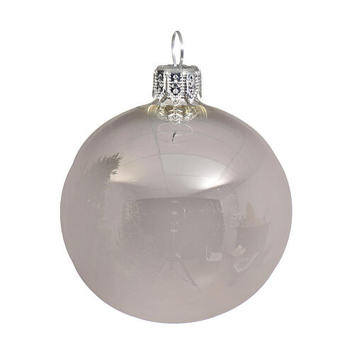 Boules de Noël 6 pcs verre argent satiné 80 mm 2