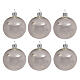 Christmas baubles set of 6 pieces in blown glass 80 mm shiny silver s1